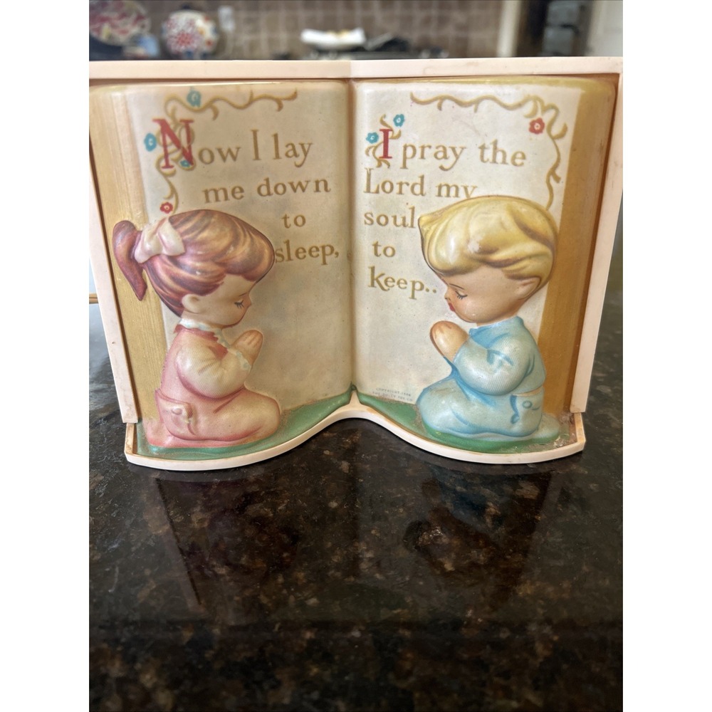Vintage‎ Dolly Toy Company Praying Kids Nightlight Pray Bible Boy Girl Nursery